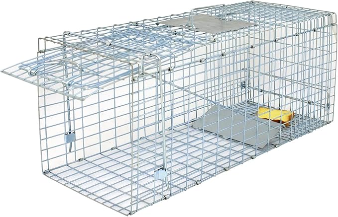 32 x 12 x 12.5 Large Humane Live Animal Trap - 1-Door Solid Steel Catch &amp Release Cage for Raccoons Rabbits Stray Cats Squirrels Groundhogs Opossums Armadillos
