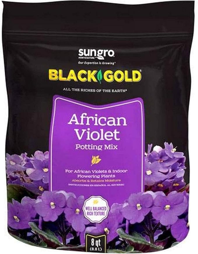 SunGro Black Gold Indoor Natural and Organic African Violet Potting Soil Fertilizer Mix for House Plants 8 Quart Bag (4 Pack)