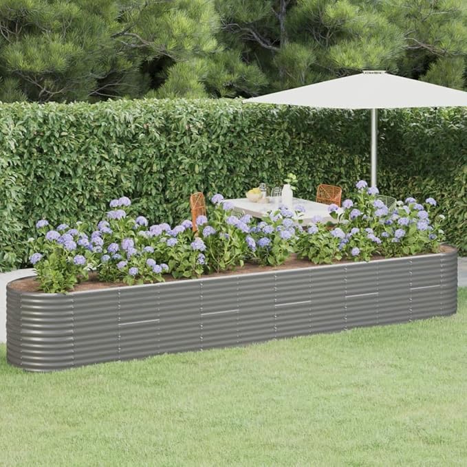 YAFF Garden Raised Bed Powder-Coated Steel 173.2x31.5x26.8 Gray