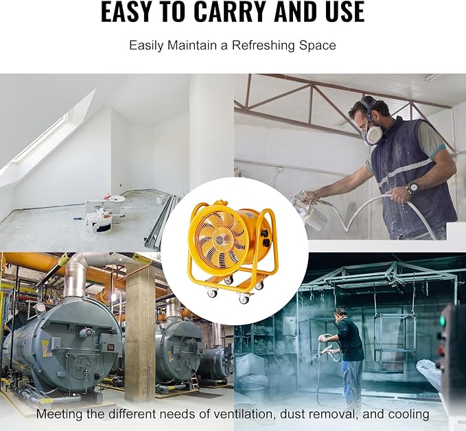 VEVOR Explosion Proof Fan 16 Inch 350W 4240CFM Industrial Portable Ventilator Blower/Exhaust with 9.8ft Light Cord -No Plug