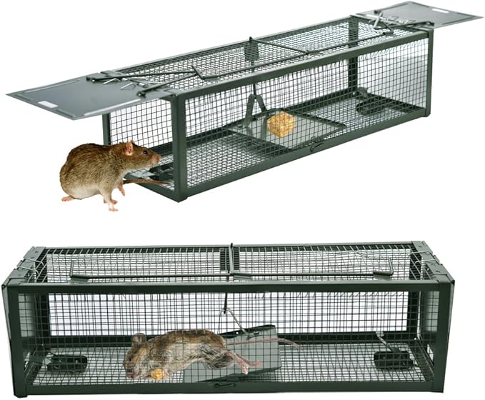 Live Animal Humane Trap 2-Door Mouse Trap Cage for Chipmunk Rats Squirrels Voles Rodent and Small Size Pests