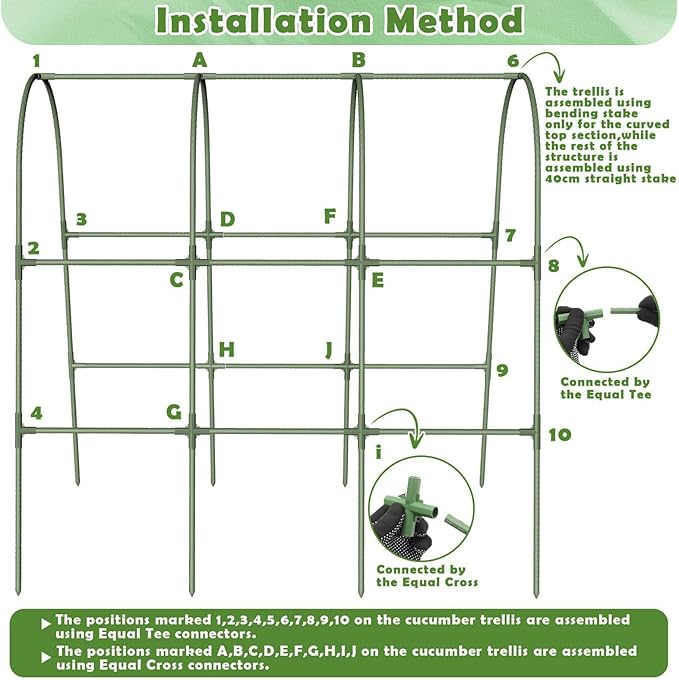 Cucumber Trellis | Garden Metal Cucumber Trellis | Heavy-Duty Metal Arch Plants Supports for Greenhouse Pumpkins Eggplants Peas Cultivation