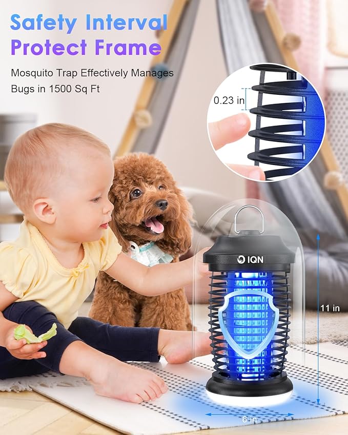 Outdoor Insect Killer Mosquito Killer Electric Fly Killer Insect Killer Mosquito Killer Fly Trap Indoor and Outdoor Flying Insect Killer 4200V ABS Plastic Shell (Black)