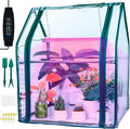 Mini Green House with Grow Light Mini Greenhouse Indoor 15W Full Spectrum Plant Lights &amp Timer for Seed Starter Tray Indoor Outdoor Plants 24x16x20