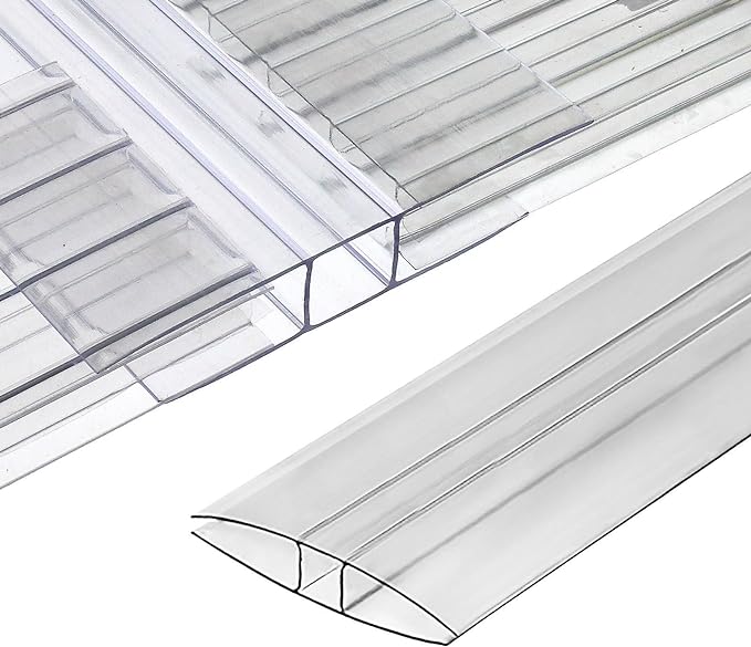 Polycarbonate Greenhouse Panels (H Connectors) - 0.2 Thick Fit 6mm or 4mm Twin-Wall Polycarbonate Panels Join 2 Pieces of Panels Together 4-Foot Length 10 Pieces (H Connectors 6mm 4ft)