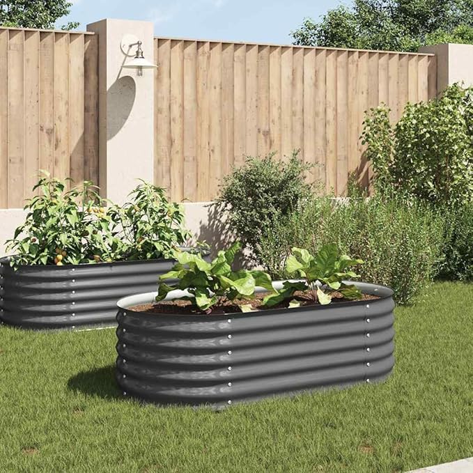 Garden Raised Bed Gabion Cages for retaining Walls Outdoor Backyard Planter Raised Garden Bed Suitable for Outdoor Landscape Lawn Cafes Backyard Patio 63x31.5x17.3 Galvanized Steel Gray