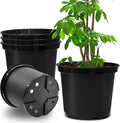 5 Gallon 12 Inch Plastic Nursery Pots Plant Containers with Drainage Holes Round Sturdy Garden Planters for Indoor/Outdoor Greenery Gardening Gifts for Women (5-Pack Black)