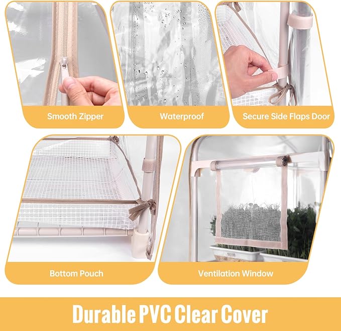 1.4FT Hanging Grow Light f+ 4-Tier Greenhouse 27 L x 19 W x 63 HWhite