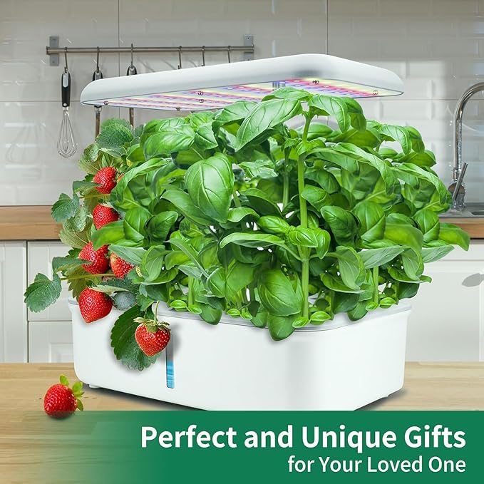 Hydroponics Growing System Kit with LED Grow Light Indoor Gardening System with 14 Pods WiFi Indoor Herb Garden Herb Garden Kit Indoor Adjustable Height Up to 16.5 Auto Pump 5L Water Tank