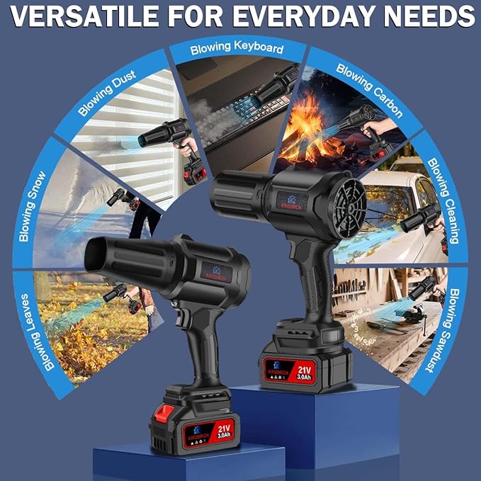 Electric Cordless Leaf Blower with 2 X 3.0Ah Batteries and Charger Included 300000RPM Handheld Leaf Blower Violent Leafs Blower for Lawn Care Garage Patio Car