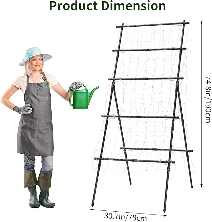 Garden Trellis for Climbing Plants 6ft Cucumber Trellis for Raised Bed Pea Grape Vine Tomato Trellis Cattle Panel A Frame Vegetable Plant Support Outdoor for Backyard Black
