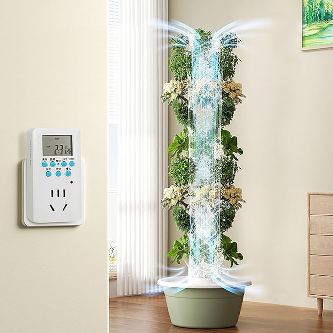 Hydroponic Growing for Indoor Fruits Home Vertical Hydroponic Tower Vertical Indoor Gardening with Pump and Movable Water Tank