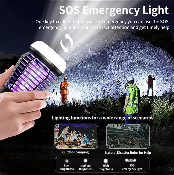 Upgrade 3-in-1 Bug Lantern with 2000V Grid – Portable Rechargeable Camping Light with Adjustable Brightness and SOS Mode – for Indoor &amp Outdoor Use (2 Pack)