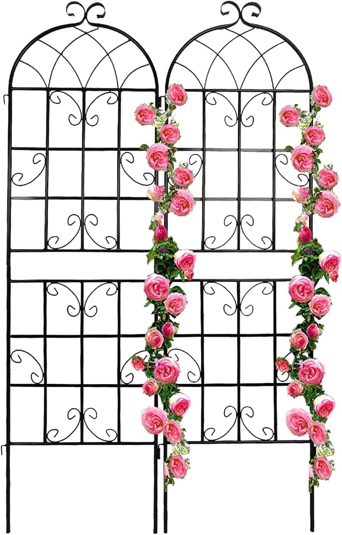 8 Pack Metal Garden Trellis 71 H Garden Fence Rustproof Trellis for Climbing Plants Support Roses Flower Outdoor Lawn Black