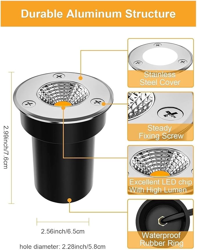 4 Pack LED Landscape Lights - 5W COB Waterproof Outdoor Recessed Spotlights Low Voltage Round Garden Lights for Patios Lawns Driveways &amp Decks (IP67 Blue AC85-265V)