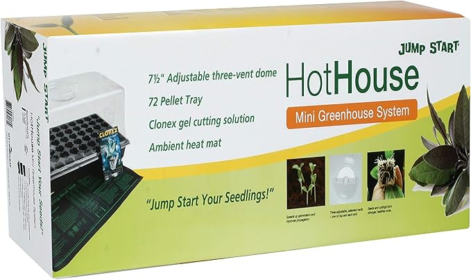 Jump Start CK64060 120V 17W Germination Hot House with Heat Mat Watertight Tray Cell Insert and 7 Humidity Dome