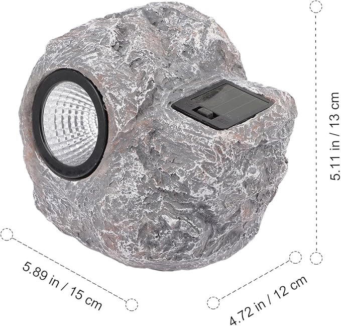 Solar Powered Stone LED Landscape Lamp Outdoor Garden Yard Solar Light Waterproof Resin Spotlights for Patio Pathway Decorative Lighting