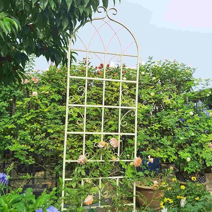 2-Pack Metal Garden Trellis for Climbing Plants - Outdoor Flower Support 19.7’’ x 86.7’’ - Expandable Flower Wall White