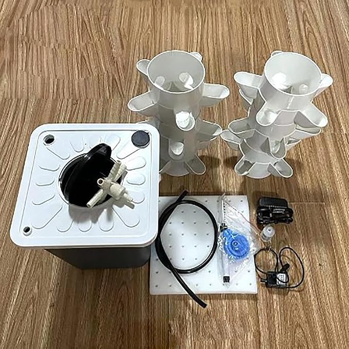Hydroponic Tower(15/18/25/30 Holes) Hydroponic Growing System Adapters + Water Pump Energy Saving + Easy to Use for Indoor Herbs Fruits and Vegetables15