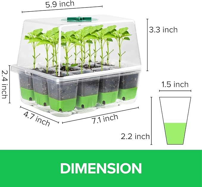 BeGrit 72 Cells Reusable Seed Starter Tray 6 Pack Seed Starter Kit with Silicone Cells Air Vent Humidity Domes for Indoor Gardening Plant Germination Trays for Seeds Starting (Clear)
