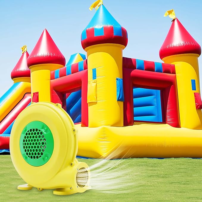 Air Blower Pump Fan 2150Pa Air Blower Jumping Bed Inflator Powerful Inflatable Bounce House Blower for Inflatable Water Slide Bouncy Castle Bounce House Speed 3250RPM 1118CFM Air Volume