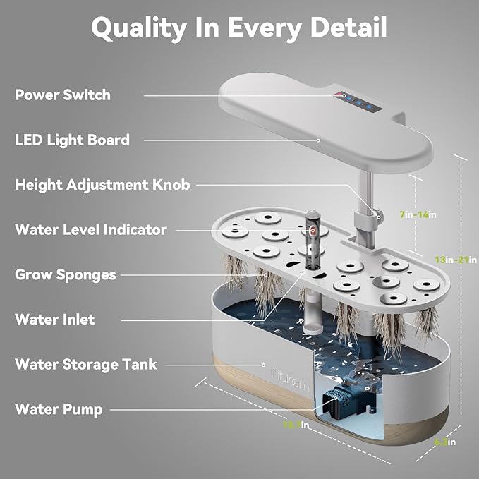 inbloom 12 Pods Hydroponics Growing System and 50 Pcs Grow Sponges