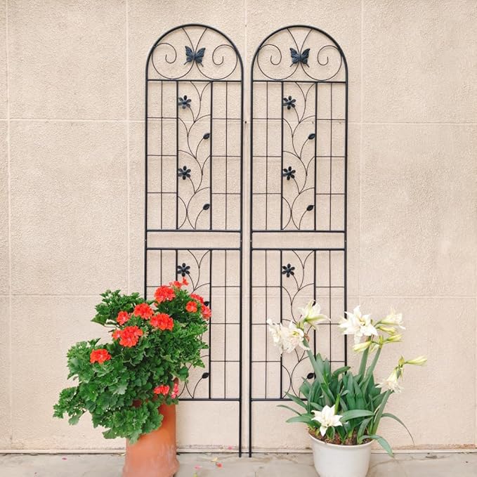 Sturdy Metal Garden Trellis for Climbing Plants – Rust-Resistant Outdoor Flower Support with Decorative Lattice Design (H86''-4 Pack)