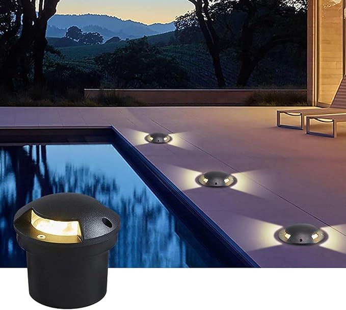 Outdoor LED Landscape Lamp - 24V Low Voltage Recessed Buried Lights IP65 Waterproof Terrace Spotlight 2 Side Glow Path Lighting Fortress for Pathway Garage Deck(Yellow18W)