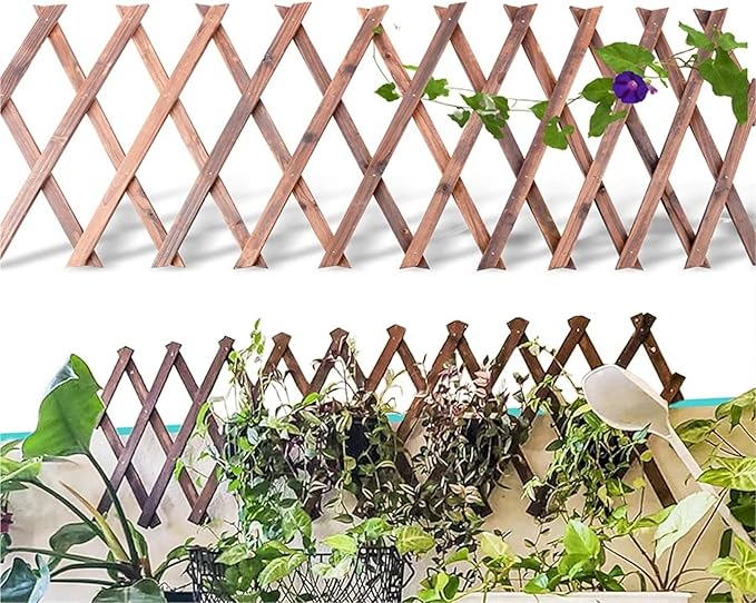 Expandable Garden Trellis Wooden Lattice Panels for Outside Expandable Wood Fence Wall Garden Trellis Frame Climbing Plant Outdoor Vine Decorative