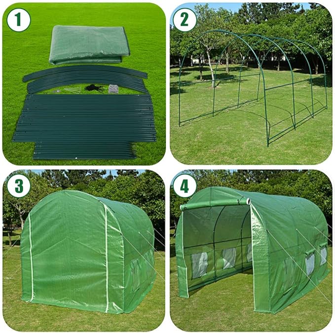 FDW Portable Greenhouse (L9.83'xW6.42'xH6.33') Indoor Outdoor Large Plant Shelves Tomato Herb Canopy Winter Walk-in Green House for Patio