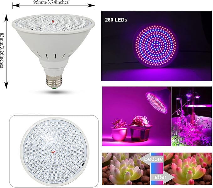 Dual Head LED Grow Light 20W Desk Clip Lamp Dual Head with Clamp and 360 Degree Flexible Gooseneck Suitable for Indoor Plants Growth