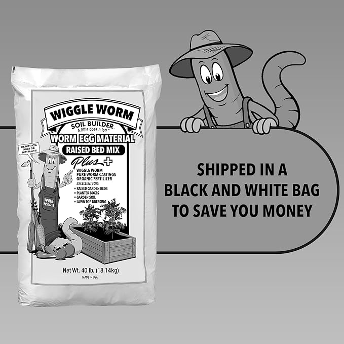 Raised Bed Mix 40lbs Pack of 3 - Organic Soil and Fertilizer for Container Gardening - Worm Egg Material Mixed with Odor Free Pure Worm Castings