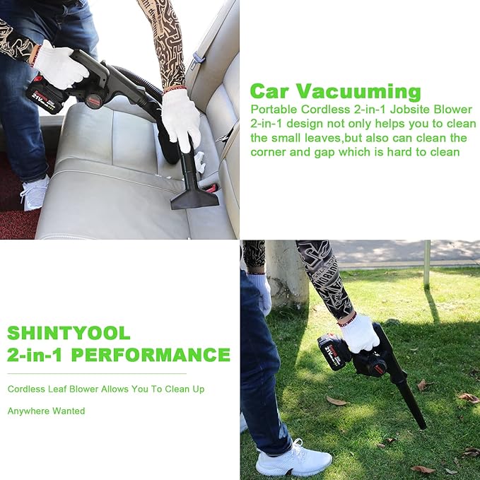 Mini Blower Black2- in-1 Cordless Small Blower with 21v Lithium Battery for InflatingBlowing LeafClearing Dust &amp Small TrashCarComputer HostHard to Clean Corner by SHINTYOOL