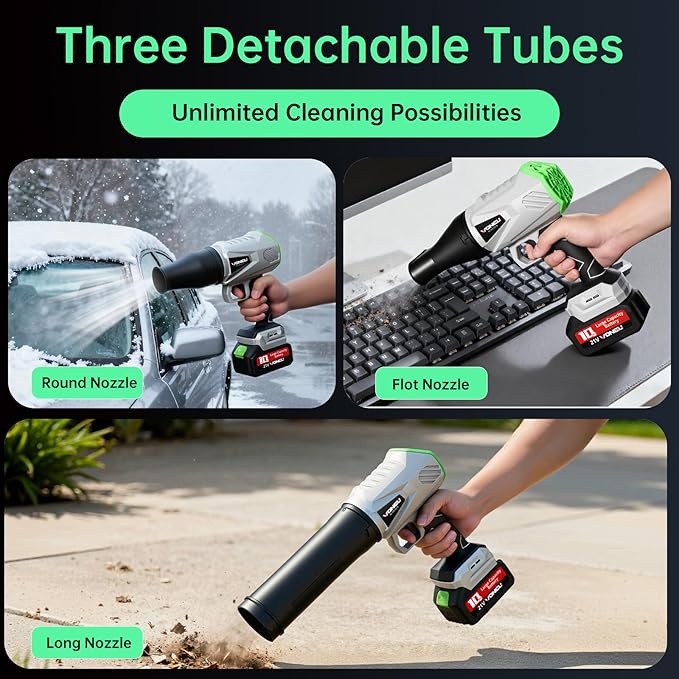 Yogin 21V Cordless Electric Leaf Blower – Lightweight High-CFM Yard Blower with Stepless Speed Control for Lawn Patio Leaves &amp Debris Cleanup