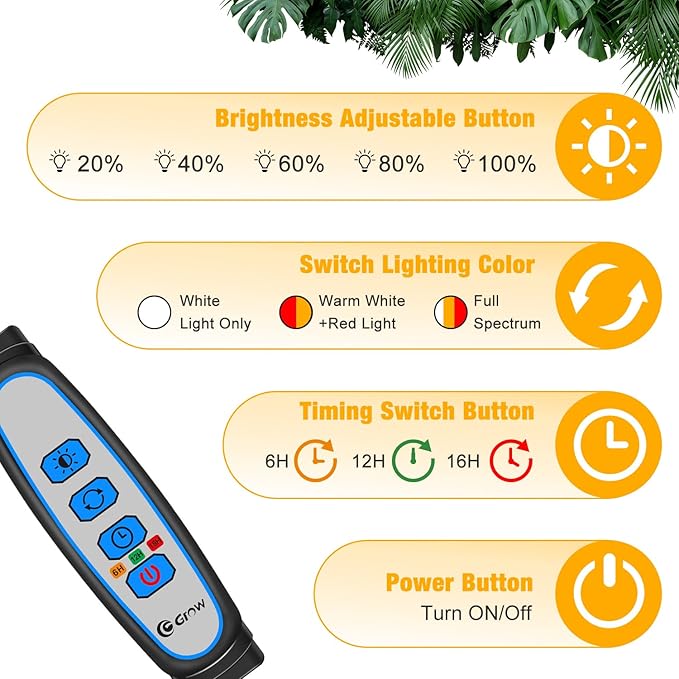 Wolezek Grow Lights for Indoor Plants 2 Pack Full Spectrum Plant Light with Adjustable Stand 5-Head LED Grow Light with Auto 6/12/16H Timer 5 Brightness Levels Ideal for Large &amp Tall Plants