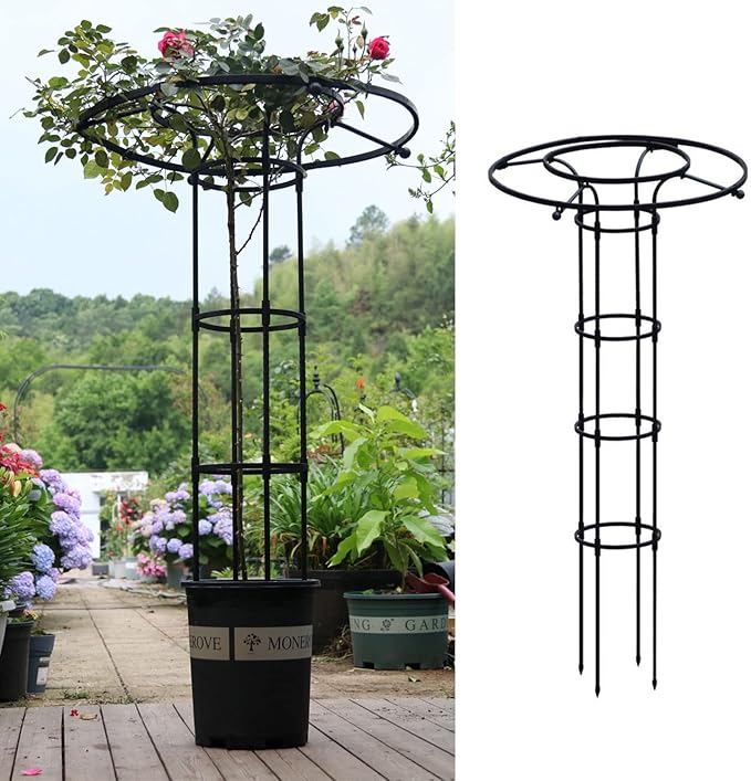 Garden Obelisk Trellis for Climbing Plants 3/4/5/5.9/6.9 feet Metal Umbrella Trellis Tower Frame Outdoor Flower Support Cage Climbing Stand Rack for Vines Rose (Size : 210cm/6.9ft)