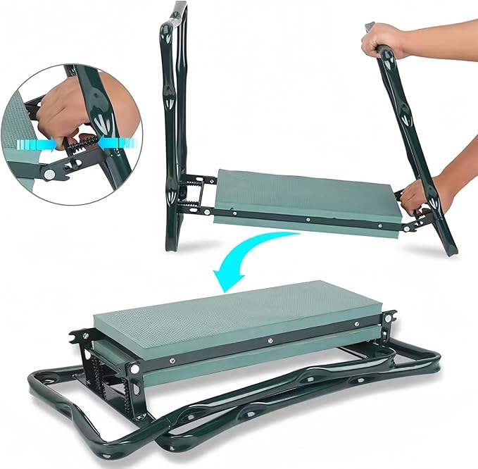 Foldable Garden Kneeler Seat Stool with Large Tool Bags Gardening Women Seniors Gardening Benches Kneeler and Seat