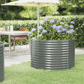 Garden Raised Bed Grey Powder-Coated Steel 39.4x39.4x26.8 in Square Outdoor Planter for Vegetables Herbs Flowers