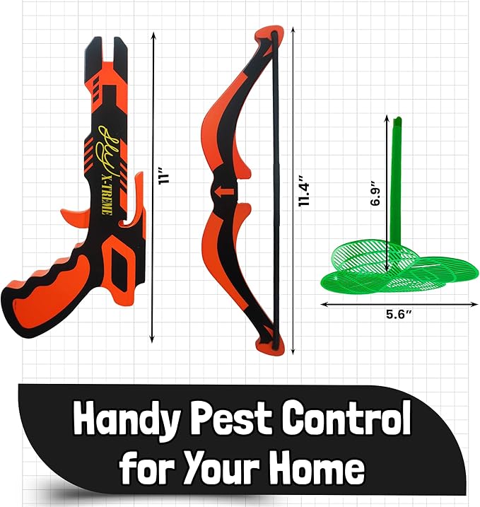 [2 Pack] Fly-X-Treme Fly Hunting Wooden Bug Gun Set – Accurate Fly Shooter with 2 Arrows