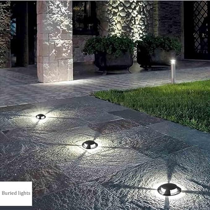 LED Recessed Ground Spotlight - Garden Buried Lights - 4 Sides Light Emitting Waterproof IP65 Recessed In-Ground Lamp for Courtyard Pathway Landscape Lamp(White3W-24)