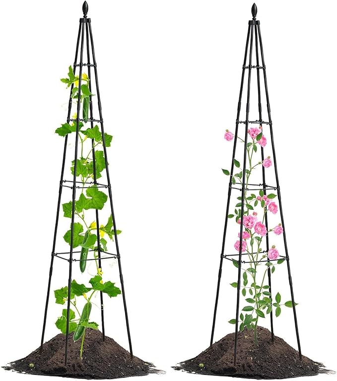 Cucumber Trellis - Foldable Metal Climbing Support Rust-Resistant Outdoor Plant Frame Vertical Growing Structure | Tomato Pea Bean Vegetable Flower Holder for Garden Patio Yard Indoor Greenhouse