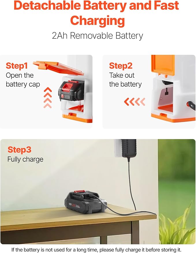 VEVOR Battery Powered Backpack Sprayer 3.2 Gal Powerful Electric Backpack Sprayer 2 Retractable Wands &amp 5 Nozzles Adjustable 0-90 PSI 2 Hour Runtime Portable Weed Sprayers for Yard Garden Law