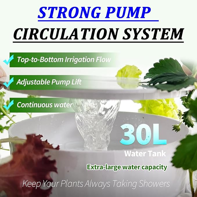 Vertical Aeroponic Tower Indoor Herb Garden with Movable Tank Led Grow LightsHydroponic Tower Smart Home Hydroponics System for Flowers Salads Vegetables 7layers