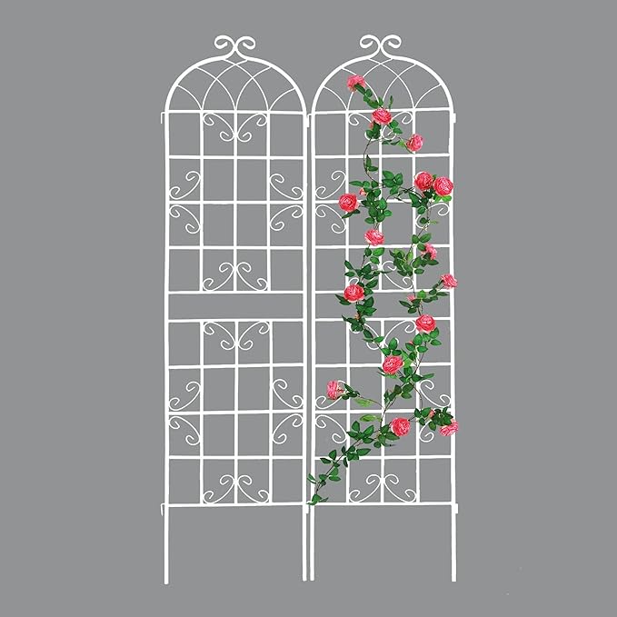 2 Pack Metal Garden Trellis 86.7 x 19.7 Rustproof Trellis for Climbing Plants Outdoor Flower Support White