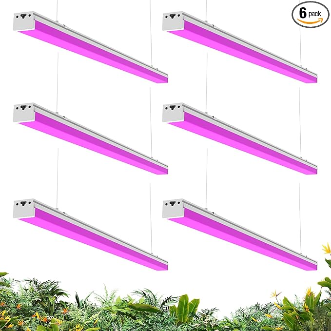 Grow Lights for Indoor Plants Full Spectrum LED Grow LightPlant Light for Indoor Plants252W(6x42W 1400W Equivalent) 4ft Linkable DesignGreenhouse6 Pack Pink