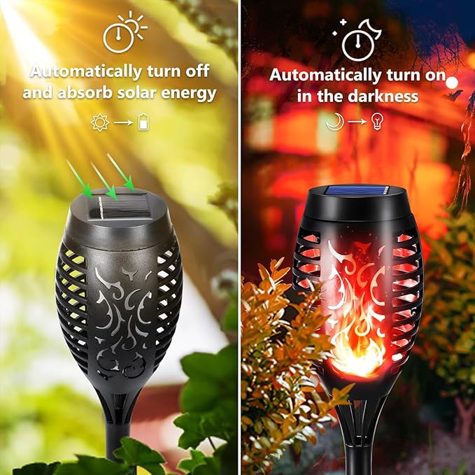 Solar Flashlight Light with Flickering Flame Multi-Piece Outdoor Solar Lights Outdoor Waterproof Solar Garden Lights for Decorative Paths Patio and Deck Outdoor Lighting（Red (6)