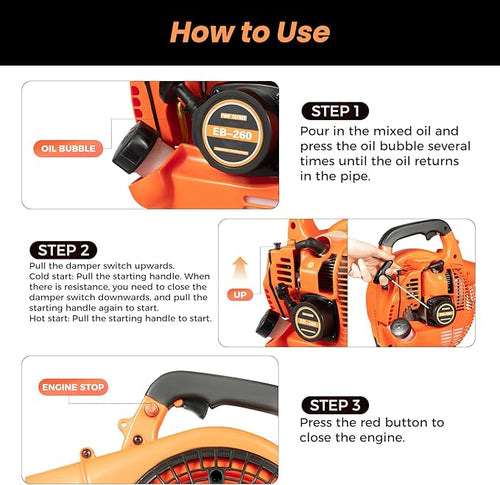 25.4CC 2-Stroke Gas Handheld Lawn Grass Leaf Blower Portable Grass Blower 7500rpm Commercial Duty Grass for Road Maintenance Sanitation Cleaning