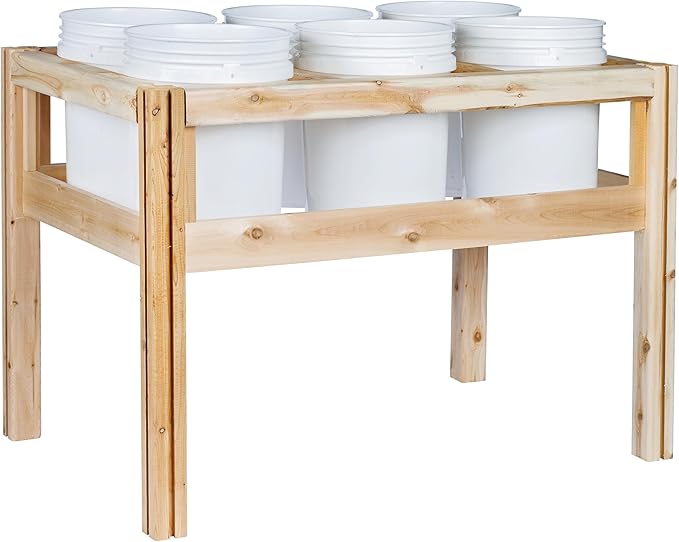 Greenes Fence Six Bucket Elevated Cedar Wood Garden Frame 43 in. x 28 in. x 30 in. - Made in USA with North American Cedar