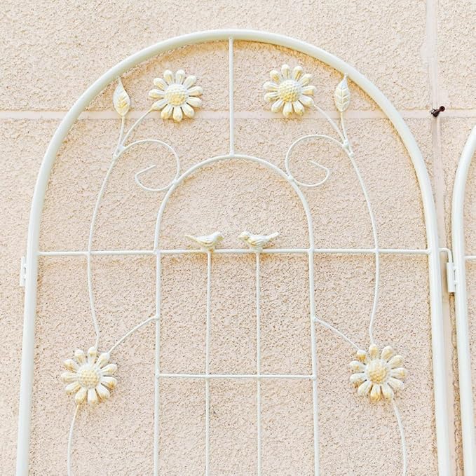 Sturdy Metal Garden Trellis for Climbing Plants – Rust-Resistant Outdoor Plant Support with Decorative Lattice Design (4 Pack-Cream White)