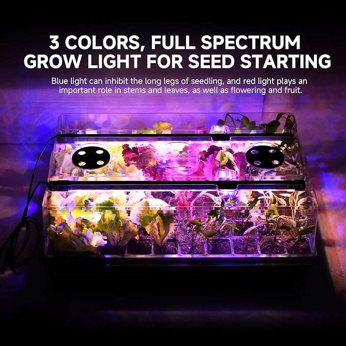 Seed Starter Tray Seed Starter Kit with Grow Lights Color Change Grow Lights for Seed Starting Kit 3 Timming Set Indoor Plant Growing Kit for Gardeners Germination Trays Kits Gardening Gifts